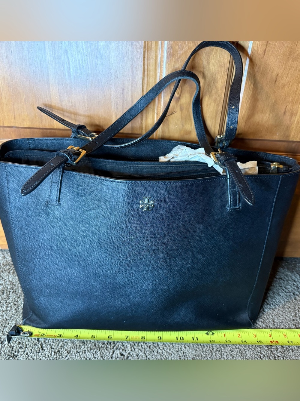 Tory Burch Black Saffiano leather shoulder bag